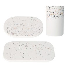 JLIFE 浴室珪藻土牙刷架 + 肥皂架 + 多用途置物架組合, 1套, 水磨石