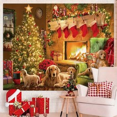 Arty Home 壁爐快樂聖誕掛毯 厚布, TYPE32, 1個