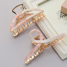 HanNal 纖維素麻花半月雙色盤髮鯊魚夾 2件組