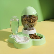 파스텔펫 반려동물 타원 반자동 급수식기, 그린, 1개