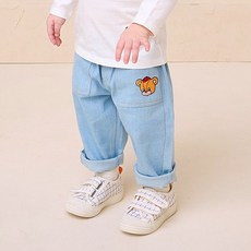 milkmile 兒童款蓬鬆熊直筒牛仔哈吉褲