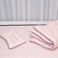 ahtty blanc 孩童用棉質薄被+一體式枕頭+薄墊組, 雛菊款