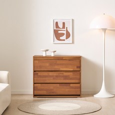 3자 낮은 서랍 방문설치, 멀바우, 3단