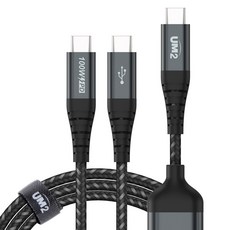 UM2 雙頭 C to C PD 100W 高速充電線 UMCA-DUAL100W, 1個, 1.2m, 黑色