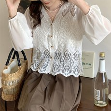 POPLARNC 女款Tommis蕾絲開襟衫