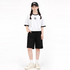 나나주니 라운드넥 러브 티셔츠 + 버뮤다 바지 세트