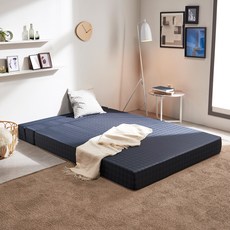 서광퍼니처 맥스 4단 접이식 매트리스 소파베드 고탄성스펀지 180T 고급형, 웨이브 블루, 18cm