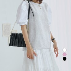 쿨쿠 여성용 소매 배색 핀탁 블라우스