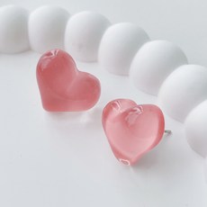 젤루나 여성용 러블리 볼륨 핑크 젤리 하트 러브 귀걸이 P-579