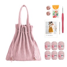 OliO 야나 단색 플리츠백 바늘 부자재포함 DIY 패키지 M, 705 소프트핑크, 1세트