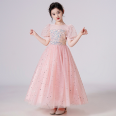 오렌지다몸 비즈 퍼프 반짝 샤 롱드레스