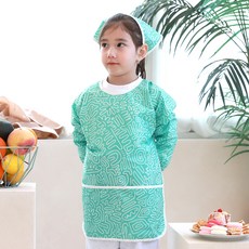 BEBE CHOUETTE 幼兒防水長袖美術罩衫頭巾組