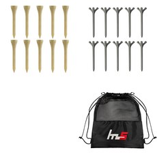 NAYASTYLE 木製高爾夫標準球梯 10p + ABS高爾夫長球梯 10p + 收納袋套組 GFYP-182-2+172-4PU, 混色