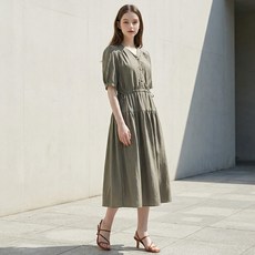 BURU N JUDY 金色V領抓皺連身裙 BOSFDR503B