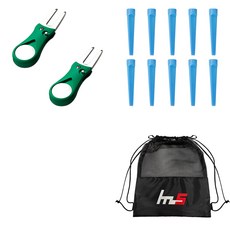 NAYA STYLE Golf Green Fork Repairer 2p + 塑料 Golf Long Tee 10p + Pouch Set GFYP-38-1+185-2PU, 混色
