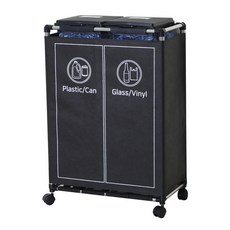 Sense2030 1層Bling Home附蓋分類回收桶 2入, 黑色, 1個