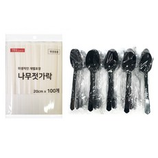 Draw Life 一次性木筷 100p + 多用勺黑色 50p, 150入, 1組