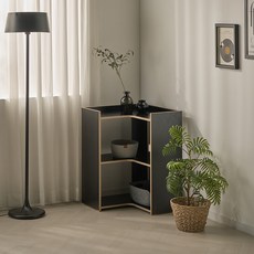 베이지메이트 콘티 슬림 모듈 코너 선반장 방문설치, 블랙우드