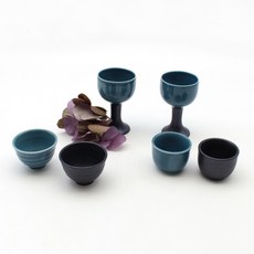 陶瓷酒杯組, 孔雀黑色, 1組, 酒杯 6種