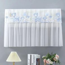 릴리픽 귀여운 벽걸이 에어컨 직풍방지 바람막이 커튼 튤립 블루 88 x 20 cm, 1개