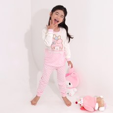 PremierFam 女童美樂蒂珊瑚色九分居家服上下套裝