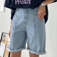 피핀 여성용 난스판 5부 데님 팬츠 79629