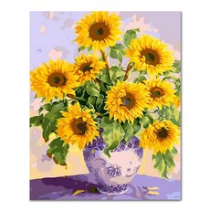 아디코 DIY 페인팅 정물화 명화그리기 40 x 50 cm, 1개, 청자화병과 썬플라워(PG13)