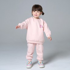 KIDSCOMO 女童款兔子印花刷毛長袖長褲套裝