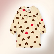 Uni FRIend 童款愛心圖案蜜桃絨保暖連身睡衣裙