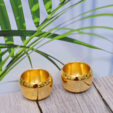 Aterina 雙層真空純金鍍金梅花燒酒杯 2入 + 紙盒套組, 1套, 金色