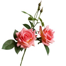 Minsung Company 捲邊玫瑰人造花束 55cm 2入, 深粉色, 2個