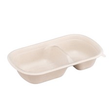 Draw Life 橢圓牛皮紙漿容器 750ml 2格, 125個, 1入