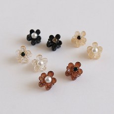 BaamsCompany 迷你花朵方鑽珍珠瀏海側邊鯊魚夾8件組