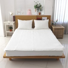 데코그램 헤링본 순면 피그먼트 침대패드, 화이트