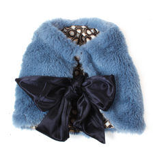 Dog Mom寵物毛絨緞帶背心, 藍色