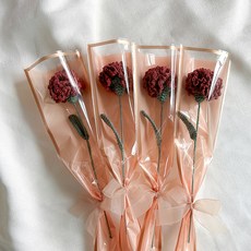 slow moments 康乃馨針織花束diy材料包組合, 紅色, 1套