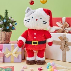 聖誕節跳舞學說話牛奶貓聖誕老人電動玩偶 居家裝飾品, 紅色, 18 x 40 x 7 cm, 1個