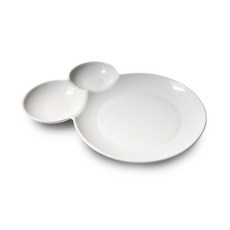 버블 원형 3절 접시 LARGE, 화이트, 1개