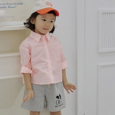 童款條紋沙灘寬鬆長袖襯衫 3806