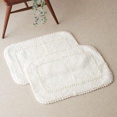 La Pomme 棉質廚房地墊 2條組, 象牙白