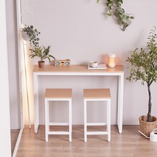 크라운디자인퍼니쳐 모모 홈바 콘솔 바테이블 800 x 300 mm + 의자 1p 방문설치, 테이블(오크 + 화이트), 의자(오크 + 화이트)