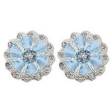 高級水鑽寶石鈕扣 粉彩絲帶 25mm, 2個, 鎳天藍色