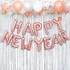 P&B Unity 新年快樂窗簾氣球組, 玫瑰金, 1套