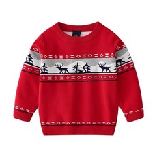Crystal House 兒童聖誕花鹿圓領針織衫 T253
