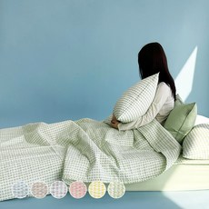 데이메이드 크림체크 시어서커 여름 차렵이불
