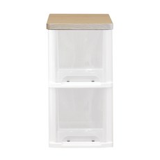 보노하우스 국내 제조 어반 우드상판 슬림 서랍장, 투명, 2단