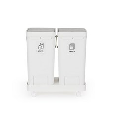 HOME&HOUSE 按壓式2格垃圾桶+DIY貼紙 5件組, 白色的, 1套