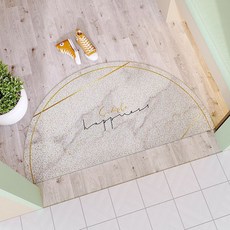 北歐玄關半圓絲圈地墊, 01 米白色, 1個