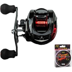 Takumi AC2000 船釣路亞小烏龜捲線器 右手版 (消光黑紅) + PE線組, 黑+紅(啞光)