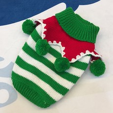 狗狗叮叮噹聖誕條紋毛衣, 綠白